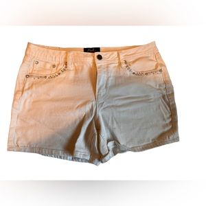 Earl Jean, Women’s Jean Shorts, Stone Details Size 12 Color White